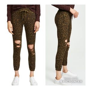 NSF Sayde Distressed Leopard Camo Ankle Joggers S